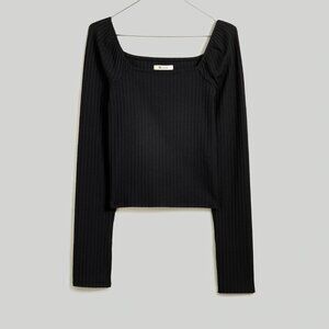 Madewell Ribbed Square-Neck Long-Sleeve Tee - Size M